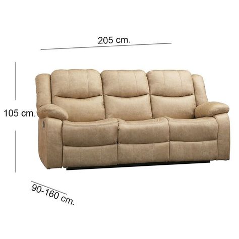 Sofá Reclinable 3 Cuerpos Beige C/Consola Smoke-1