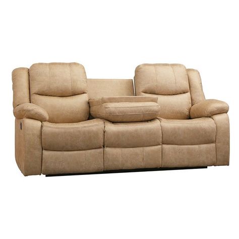 Sofá Reclinable 3 Cuerpos Beige C/Consola Smoke-2