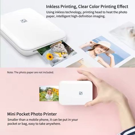 MINI IMPRESORA FOTOGRÁFICA HPRT MT53 + 20 LÁMINAS DE PAPEL PARA FOTOS-2