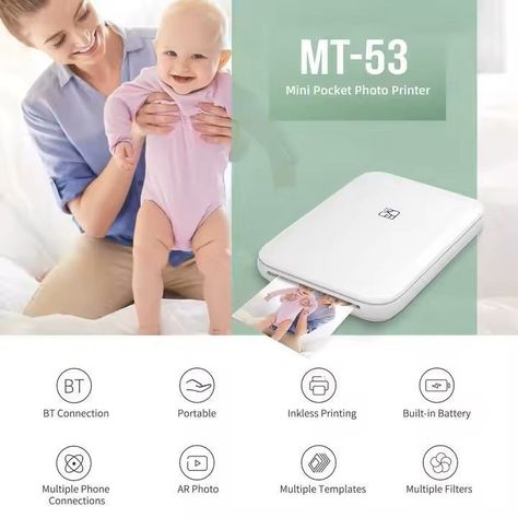 MINI IMPRESORA FOTOGRÁFICA HPRT MT53 + 20 LÁMINAS DE PAPEL PARA FOTOS-3