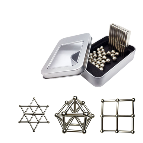 Barras y esferas magneticas 63pz plateadas imanes-0