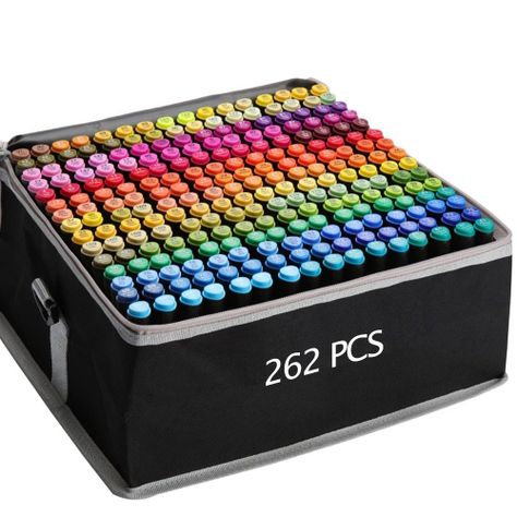 Set de Arte 262 Plumones Rotuladores Doble Punta Con Bolso-0