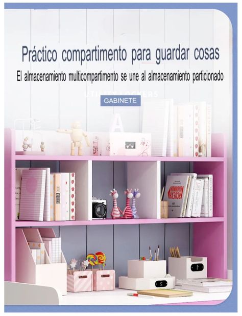 Escritorio Infantil Con Repisas Superiores Rosado-6