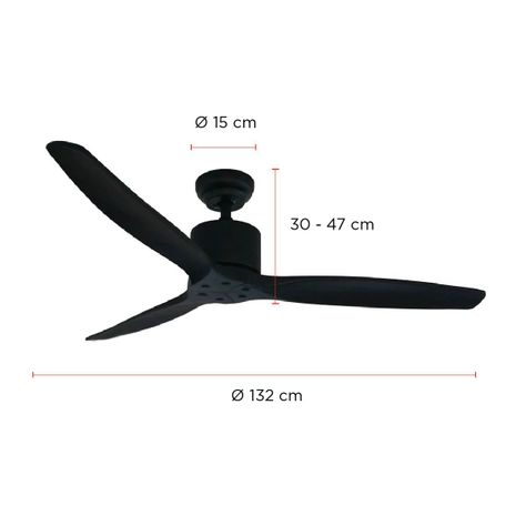 Ventilador de Techo Aviador Negro Ajustable 52” PRIMATERM-1