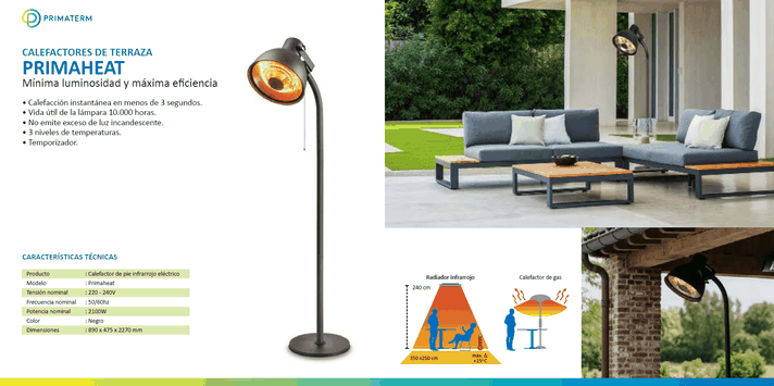 Calefactor de Terraza Primaheat 3 Potencias 2000W PRIMATER-5