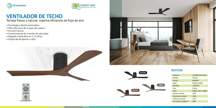 Ventilador de Techo Boston Nogal 52” PRIMATERM-5