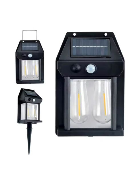 X2 Lámpara Foco Solar Doble Led Sensor De Movimiento Exterior-0