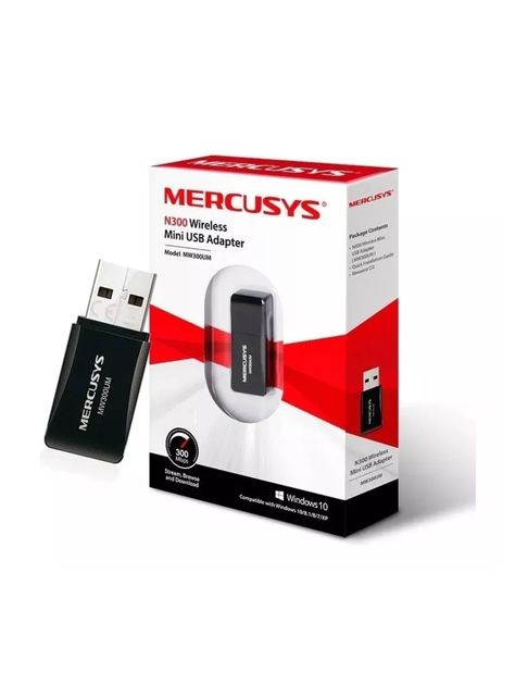 Mini Adaptador USB Inalámbrico N300Mbps MW300um Mercusys-0