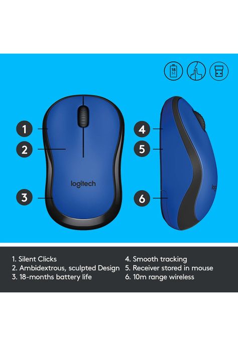 Mouse Logitech M221 óptico de 1000DPI Inalambrico Azul-2
