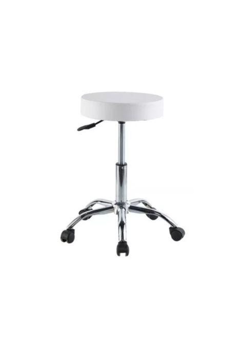 Piso Ajustable Begônia Banqueta Giratoria Con Ruedas Blanca-0