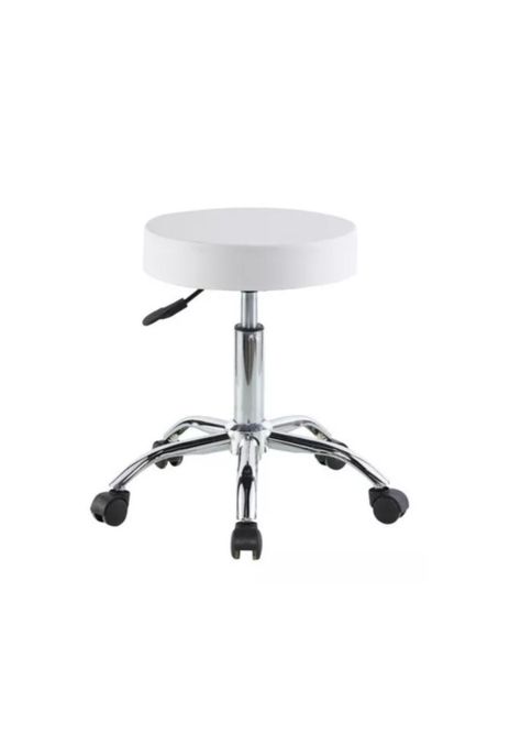 Piso Ajustable Begônia Banqueta Giratoria Con Ruedas Blanca-1