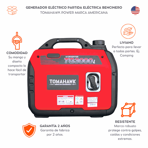 Generador 3.0Kw Inverter Tomahawk Power TG3000i-4