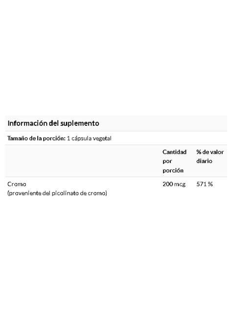 Picolinato de cromo 200 mcg 100 cápsulas Veganas NOW-1