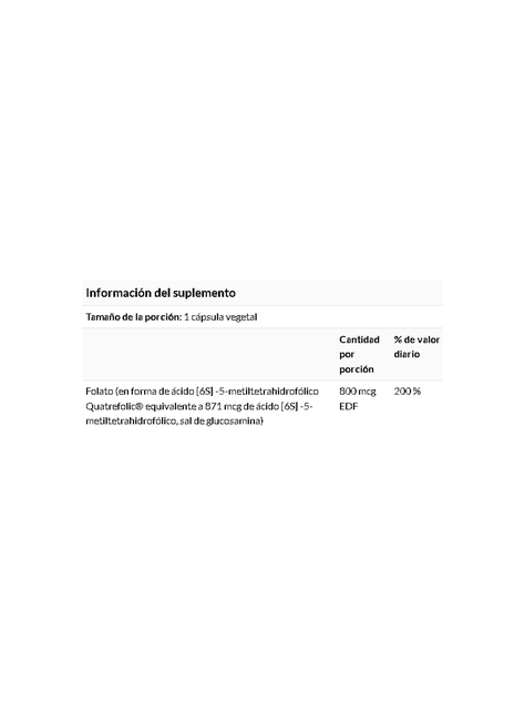 Folato Ácido 5-metiltetrahidrofólico 800 mcg 30 cápsulas Swanson-1
