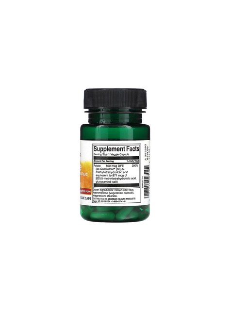 Folato Ácido 5-metiltetrahidrofólico 800 mcg 30 cápsulas Swanson-2