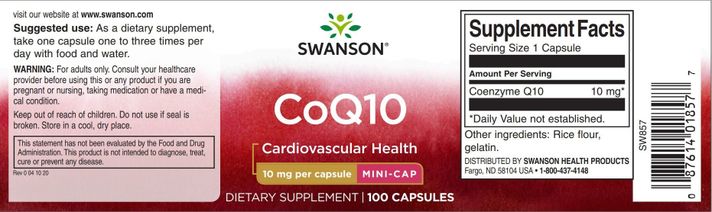 Coenzima Q10 10 mg 100 capsulas Swanson-1