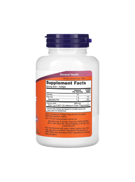 Acido Caprílico 600 mg 100 cápsulas blandas NOW-2