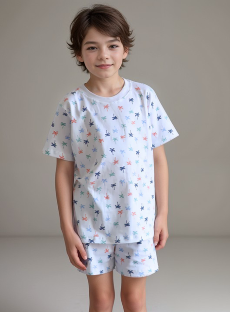 Pijama corto niño palmeras de colores-0