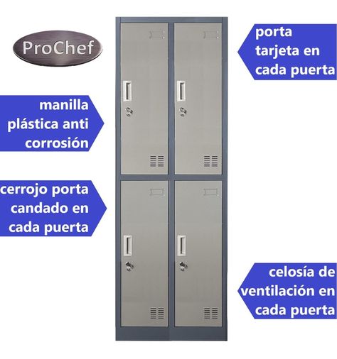 Locker Casillero metálico 2 Cuerpos 4 Puertas-2
