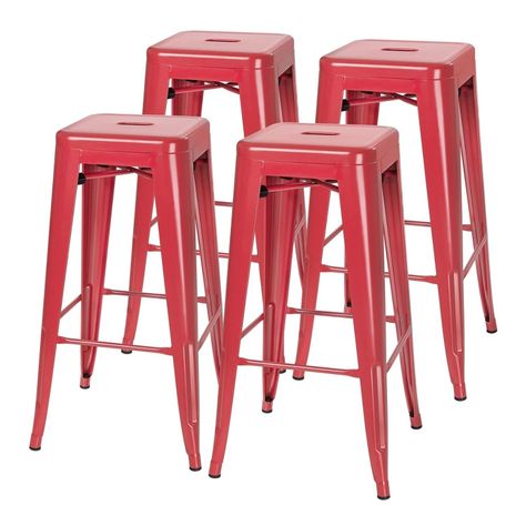 Pack 4 Unidades Piso Alto Tolix Rojo Brillante-0