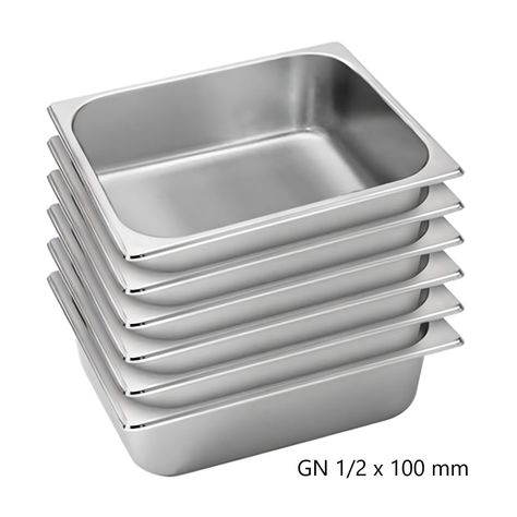 Pack 6 Depósitos Gastro GN 1/2 x 100 mm Acero Inox-2