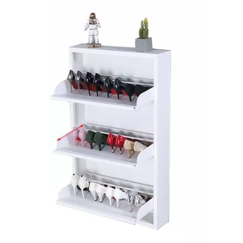 Mueble Zapatero Mural 103x65x15 cm. 3 Cajones Blanco-1