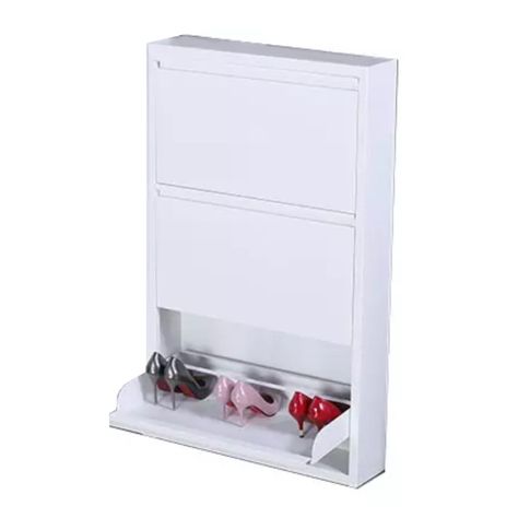 Mueble Zapatero Mural 103x65x15 cm. 3 Cajones Blanco-2