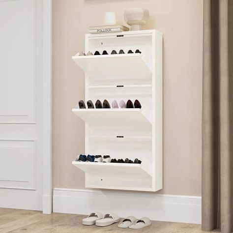 Mueble Zapatero Mural 103x65x15 cm. 3 Cajones Blanco-4