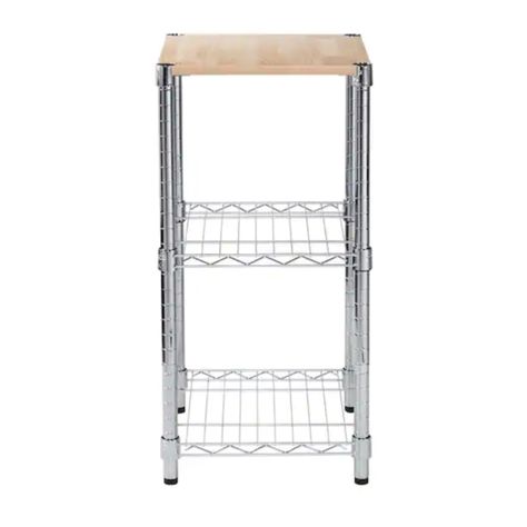 Mesa de apoyo 35x35x70 cm Acero Cromado Cubierta MDF-2