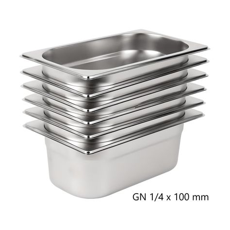 Pack 6 Depósitos Gastro GN 1/4 x 100 mm Acero Inox-2