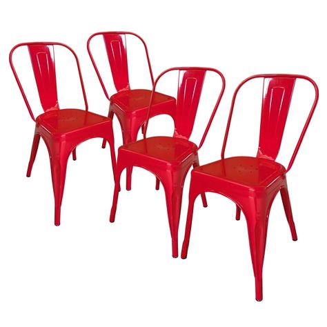 Pack 4 Unidades Silla Tolix Rojo Brillante-0