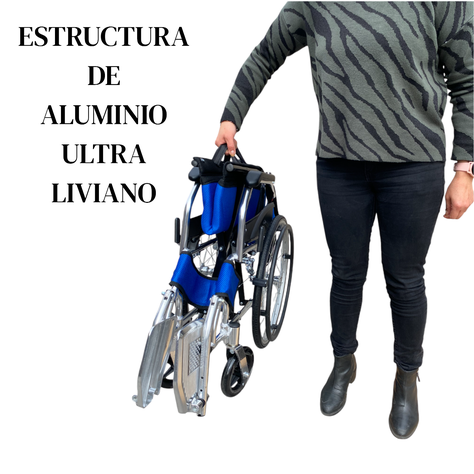 Silla de Ruedas Aluminio Ultra Liviano Aro 20-Azul-2