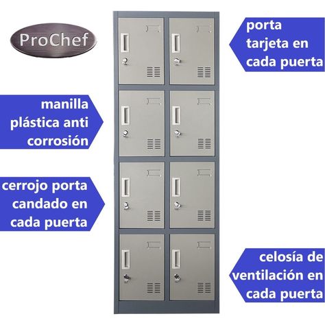 Locker Casillero metálico 2 Cuerpos 8 Puertas-2