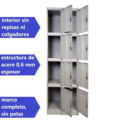 Locker Casillero metálico 2 Cuerpos 8 Puertas-3