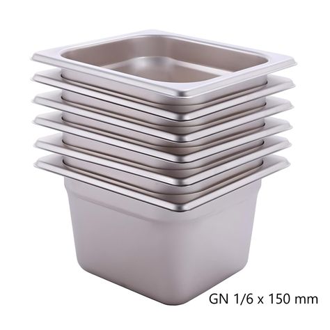Pack 6 Depósitos Gastro GN 1/6 x 150 mm Acero Inox-5