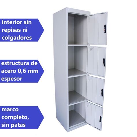 Locker Casillero metálico 1 Cuerpo 4 Puertas-3