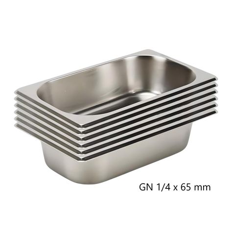 Pack 6 Depósitos Gastro GN 1/4 x 65 mm Acero Inox-2