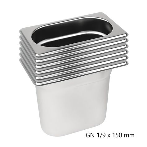Pack 6 Depósitos Gastro GN 1/9 x 150 mm Acero Inox-4