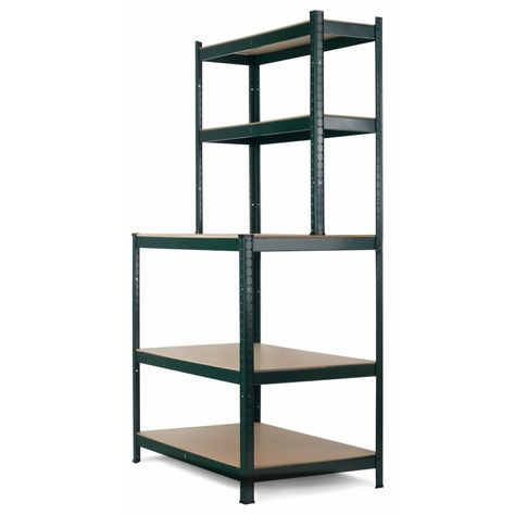 Mesa de Trabajo con Repisas Acero Negro 100x60x180 cm.-1