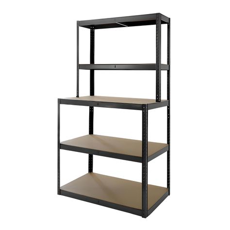 Mesa de Trabajo con Repisas Acero Negro 100x60x180 cm.-9