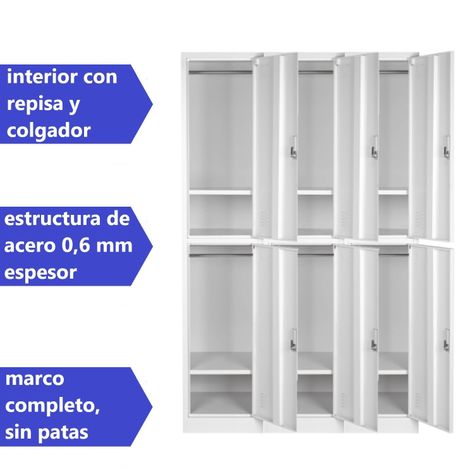 Locker Casillero metálico 3 Cuerpos 6 Puertas-3