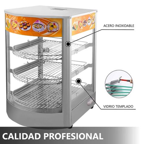 Vitrina de Calor Sobremesa 35 cm. Acero Inox. ET-LD-1P-3
