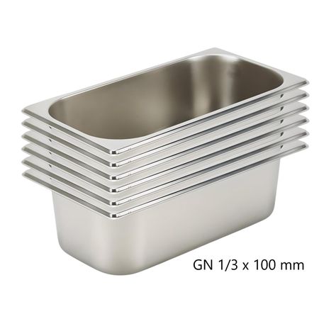 Pack 6 Depósitos Gastro GN 1/3 x 100 mm Acero Inox-4