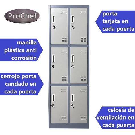 Locker Casillero metálico 2 Cuerpos 6 Puertas-2