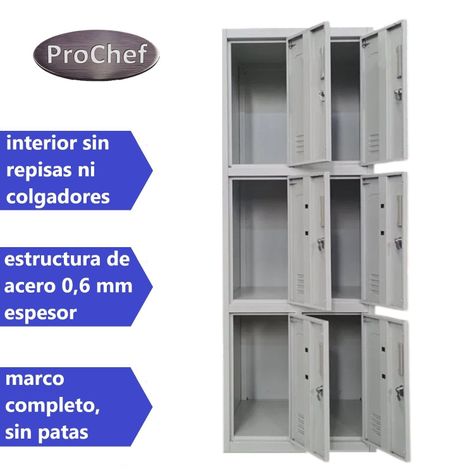 Locker Casillero metálico 2 Cuerpos 6 Puertas-3