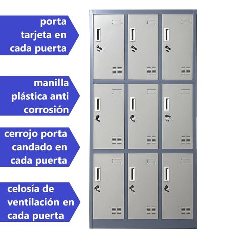 Locker Casillero metálico 3 Cuerpos 9 Puertas-2