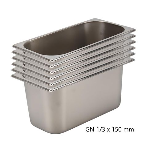 Pack 6 Depósitos Gastro GN 1/3 x 150 mm Acero Inox-2