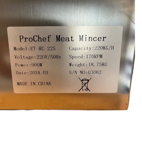 Moledora de carne industrial Ac. Inox. 220 kg/hora con Reversa-9