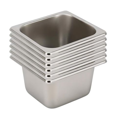Pack 6 Depósitos Gastro GN 1/6 x 100 mm Acero Inox-0