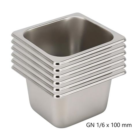 Pack 6 Depósitos Gastro GN 1/6 x 100 mm Acero Inox-5